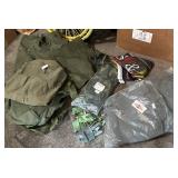 Military Gear Lot with Flag and Fleece Jackets