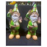 Two 13-Inch Tall Army Gnome Figurine in