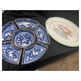 Decorative Porcelain Plates, Blue and Multi-Color