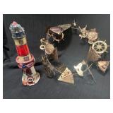 Decorative Lighthouse Candle and Nautical Metal Ga