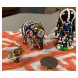 Miniature Grouping with Beaded Elephant and Ndebel