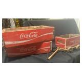 Coca-Cola Wooden Crates and Handmade Toy Wagon