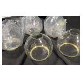 5 Glass Lamp Shades with Brass Trim