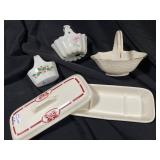Porcelain Butter Dish and Decorative Ceramic Baske