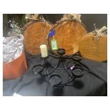 Tabletop Metal Candelabra with Glass Holders and W