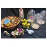 Easter-Themed Items with Glass Domes and Figurines