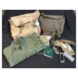 WWII Airborne Gear, US Army Shirt, Gloves, and Kni