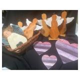 Handcrafted Wooden Angel and Heart Decorations