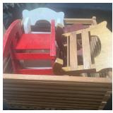 Wooden Slotted Crate with Five Doll-Sized Rocking