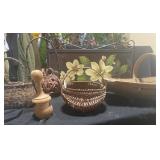 Rustic Wooden Items and Wicker Baskets