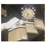 Decorative Clock, Cutting Boards, and Vinyl Tablec
