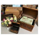 Woven Wooden Decorative Boxes and Faux Floral Arra