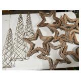 Metal Christmas Trees and Wood Bark Stars