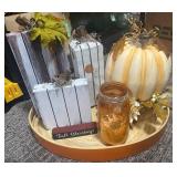 Fall-Themed Decor Set With Pumpkin and Tray