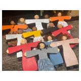 Handcrafted Wooden Dolls and Basket Set