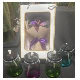 Decorative Flower Bouquet with Colored Mason Jar L