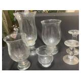 Clear Glass Candlesticks and Vases