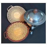 Three-Piece Set with Woven Bowls and Chafing Dish