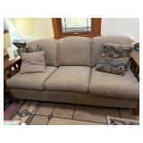 Three-Seat Sofa with Wooden Frame and Cushions
