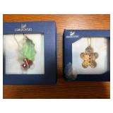 Swarovski Crystal Gingerbread and Holly Ornaments