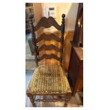 Wood Ladder-Back Chair with Fabric Seat