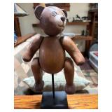 Vintage Hand-Carved Wooden Articulated Teddy Bear
