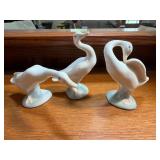 Lladro Porcelain Swan Figurines, Set of 3
