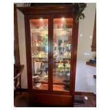 Wooden Lighted Display Cabinet with Glass Shelves