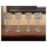 Six Etched Crystal Cordial Glasses