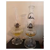 Glass Oil Lamps with Chimneys