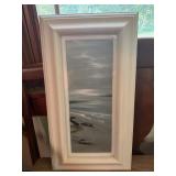 Hand-Painted Landscape in White Frame