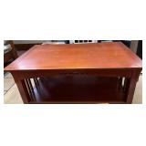 Mission-Style Wooden Coffee Table with Shelf