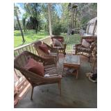 Wicker Patio Furniture Set with Cushions and Table