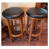Wooden Bar Stools with Black Seats