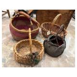 Four Woven Baskets with Handles