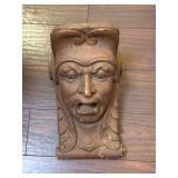 Carved Face Plaque Signed 
