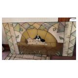 50ï¿½ x 27.5ï¿½ Stained Glass Panel With Dog Motif
