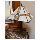 Stained Glass Table Lamp with Geometric Shade