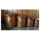 Four Copper Kitchen Canisters