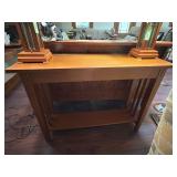 Oak Mission-Style Console Table With Shelving