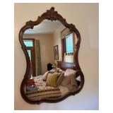 Ornately Carved Wooden Wall Mirror, 39.5ï¿½ x 28ï¿½