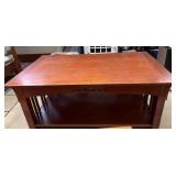 Mission-Style Wooden Coffee Table with Shelf