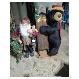 Welcome Black Bear with Sled and Santa Claus