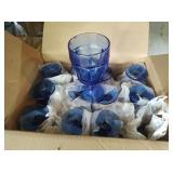 12 Libbey Duratuff Gibraltar Blue Glasses