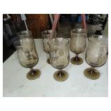 6 Pfaltzgraff Folk Art Pattern Goblets