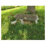 Concrete Bench and Plastic Planter