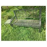 Metal Outdoor Bench & Side Table