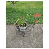 Metal Chicken Planter Holder