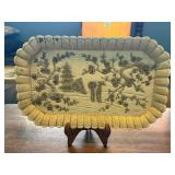 Syroco Wood Decorative Tray with Japanese Motif