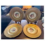 Four 22-Karat Gold Embellished Plates